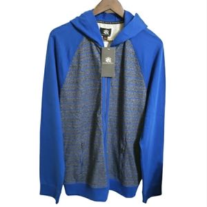 Rock & Republic Full Zip Hooded Blue & Gray Jacket Men's Size XL NWT